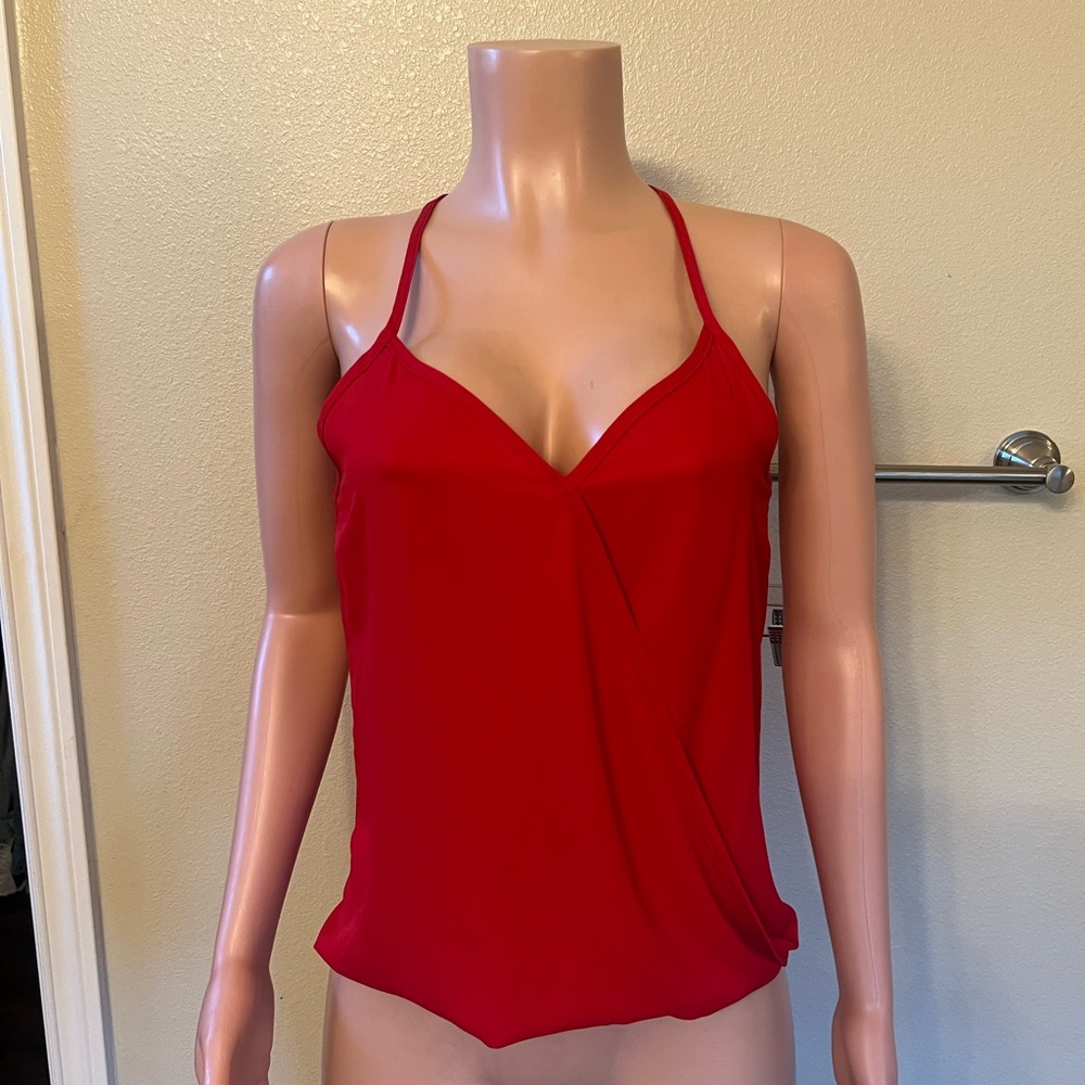 Red V-Neck Spaghetti Strap Tank Top. Size S.